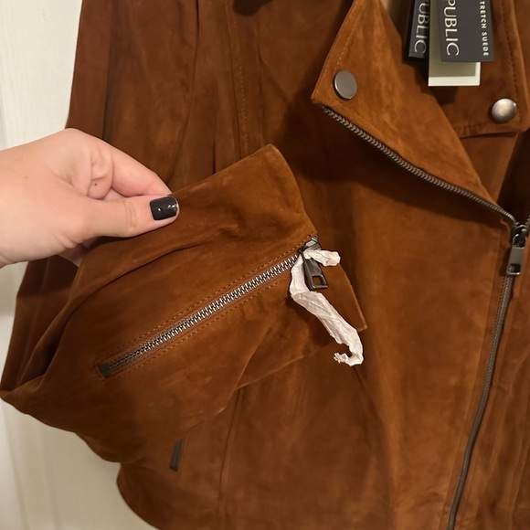 NWT ✨ Genuine Suede Banana Republic Moto Jacket - Small - Picture 8 of 9